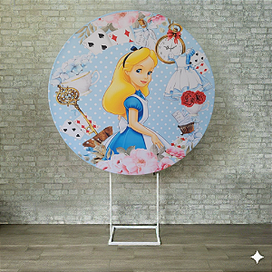 Alugue Estrutura Painel Redondo e a Capa de Tecido do Tema - Alice do Pais das Maravilhas