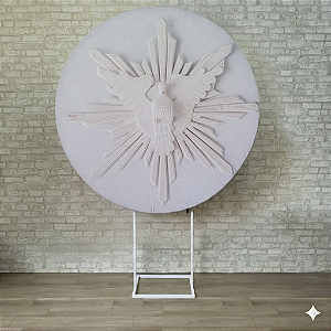 Alugue Estrutura Painel Redondo e a Capa de Tecido do Tema - Batizado