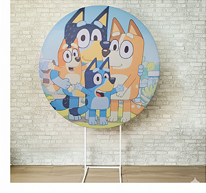 Alugue Estrutura Painel Redondo e a Capa do Tema Bluey Tecido