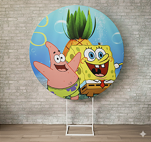 Alugue Estrutura Painel Redondo e a Capa do Tema Bob Esponja Tecido