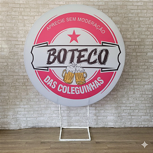Alugue Estrutura Painel Redondo e a Capa de Tecido do Tema - Boteco Rosa