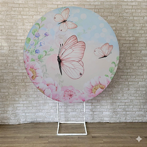 Alugue Estrutura Painel Redondo e a Capa de Tecido do Tema - Borboleta