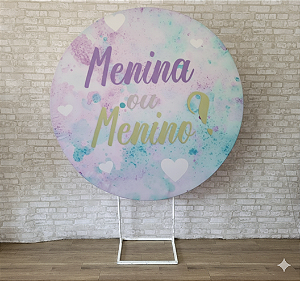 Alugue Estrutura Painel Redondo e a Capa de Tecido do Tema - Chá Revelação