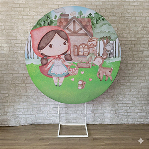 Alugue Estrutura Painel Redondo e a Capa de Tecido do Tema - Chapeuzinho Vermelho