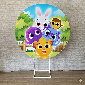 Alugue Estrutura Painel Redondo e a Capa de Tecido do Tema - Bolofofos