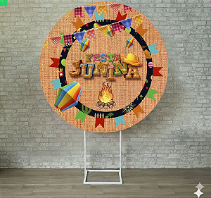 Alugue Estrutura Painel Redondo e a Capa de Tecido do Tema - Festa Junina