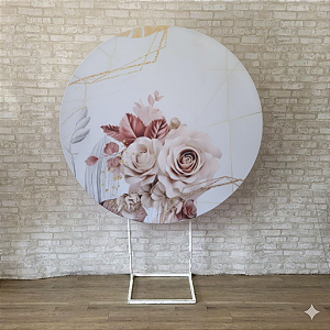 Alugue Estrutura Painel Redondo e a Capa de Tecido do Tema - Flores Nude