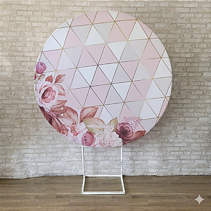 Alugue Estrutura Painel Redondo e a Capa de Tecido do Tema - Flores Rosa