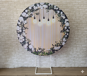 Alugue Estrutura Painel Redondo e a Capa de Tecido do Tema - Floral