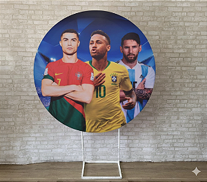 Alugue Estrutura Painel Redondo e a Capa de Tecido do Tema - Futebol