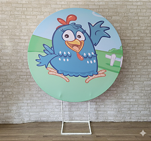 Alugue Estrutura Painel Redondo e a Capa de Tecido do Tema - Galinha Pintadinha