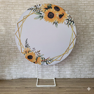 Alugue Estrutura Painel Redondo e a Capa de Tecido do Tema - Girassol