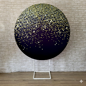 Alugue Estrutura Painel Redondo e a Capa de Tecido do Tema - Glitter Dourado