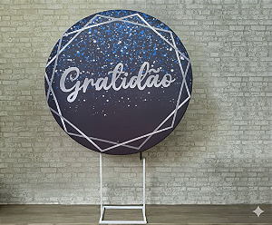 Alugue Estrutura Painel Redondo e a Capa de Tecido do Tema - Gratidão