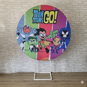 Alugue Estrutura Painel Redondo e a Capa de Tecido do Tema - Jovens Titãns
