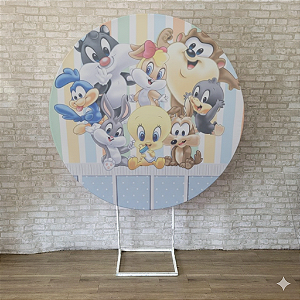 Alugue Estrutura Painel Redondo e a Capa de Tecido do Tema - Looney Tunes