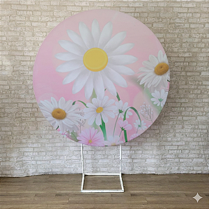 Alugue Estrutura Painel Redondo e a Capa de Tecido do Tema - Margarida