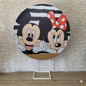 Alugue Estrutura Painel Redondo e a Capa de Tecido do Tema - Minnie e Mickey