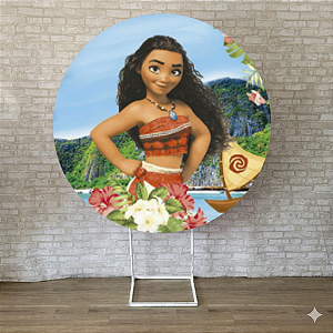 Alugue Estrutura Painel Redondo e a Capa de Tecido do Tema - Moana