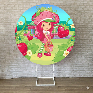 Alugue Estrutura Painel Redondo e a Capa de Tecido do Tema - Moranguinho