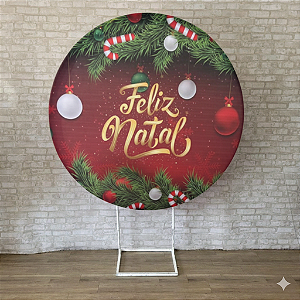 Alugue Tecido Capa de Painel Redondo Tema - Natal