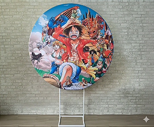 Alugue Estrutura Painel Redondo e a Capa do Tema One Piece Tecido