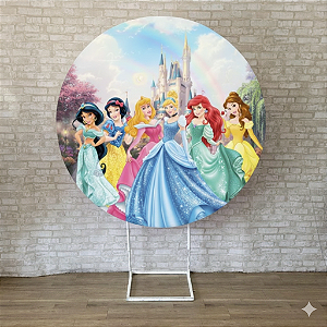 Alugue Estrutura Painel Redondo e a Capa de Tecido do Tema - Princesas