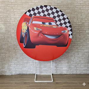Alugue Estrutura Painel Redondo e a Capa do Tema Relâmpago McQueen Tecido