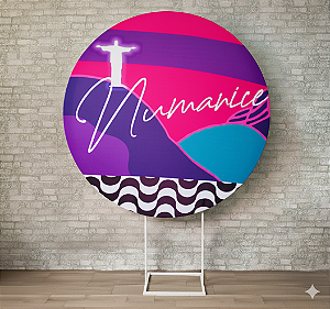 Alugue Estrutura Painel Redondo e a Capa de Tecido do Tema - Tardezinha Numanice