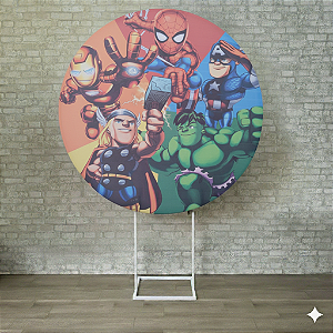 Alugue Estrutura Painel Redondo e a Capa de Tecido do Tema - Vingadores Baby