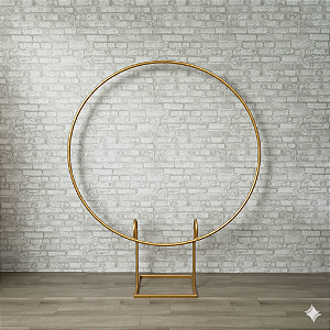 Alugue Estrutura Painel Redondo de Ferro Dourado