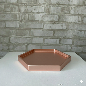 Alugue Bandeja Sextavada Rose Gold