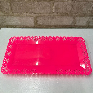 Alugue Bandeja Retangular Rosa Neon