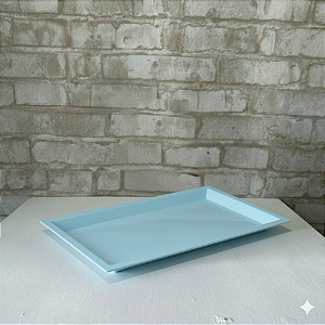 Alugue Bandeja Retangular Azul Bebê