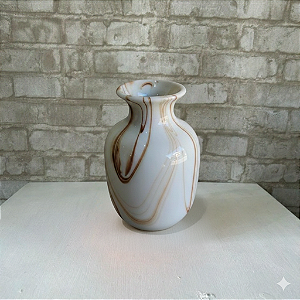 Alugue Mini Vaso de Porcelana Branco com Detalhe Marrom