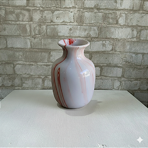 Alugue Mini Vaso de Porcelana Branco com Detalhe Vermelho