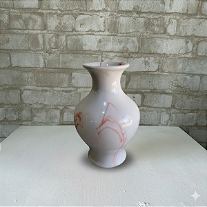 Alugue Mini Vaso de Porcelana Branco com Detalhe Vermelho