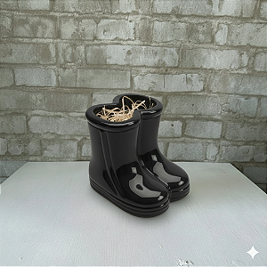 Alugue Vaso Botinha de Cerâmica Preto