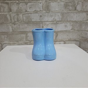 Alugue Vaso Botinha de Cerâmica - Azul Bebê