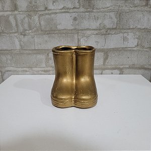 Alugue Vaso Botinha de Cerâmica - Dourado