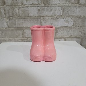Alugue Vaso Botinha de Cerâmica - Rosa Bebê