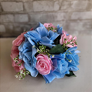 Alugue Arranjo de Flor Artificial P - Rosa e Azul