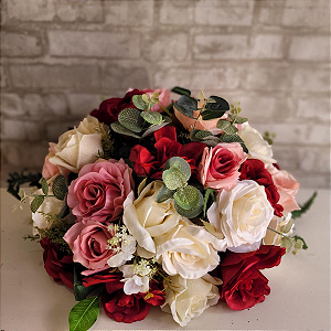 Alugue Arranjo de Flor Artificial Mesclado (Branco, Rosa e Vermelho) GG