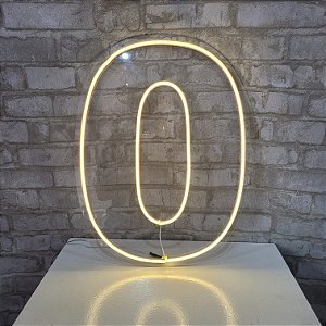 Alugue Número 0 de Chão em LED Acrílico Branco Quente