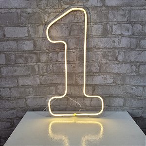 Alugue Número 1 de Chão em LED Acrílico Branco Quente