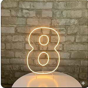 Alugue Número 8 de Chão em LED Acrílico Branco Quente