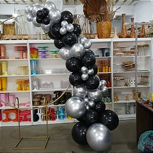 Compre Balão Para Festa Decoração 3 Metros Preto com Prata ( Cores Metalizadas )