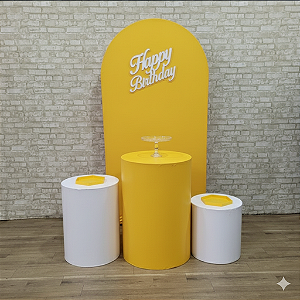 Alugue Tema Para Festa Decoração Happy Amarelo Tecido ( Modelo 1 )