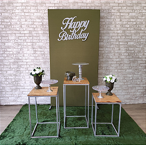 Alugue Tema para Festa Decoração Happy Birthday Verde Oliva ( Modelo 2 )