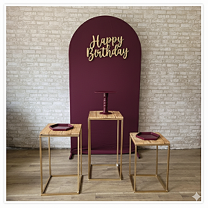 Alugue Tema Para Festa Decoração Happy Vinho Tecido ( Modelo 1 )